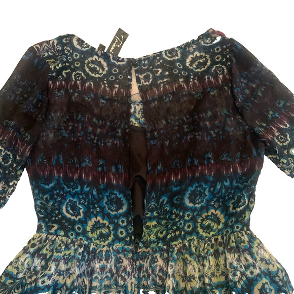NWT TRIXXI JUNIOR'S 3/4 SLEEVE FLORAL‎ SLIT BACK DRESS WITH BUILT IN LINER 7 - Picture 7 of 7